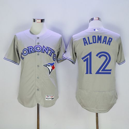 Blue Jays #12 Roberto Alomar Grey Flexbase Authentic Collection Stitched MLB Jersey - Click Image to Close